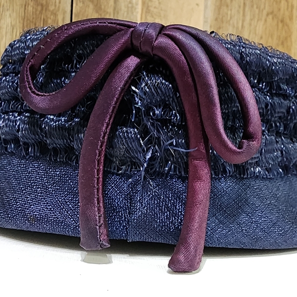 Vtg Original Caroline Blue Fancy Church Hat Structured Rare - Picture 11 of 16